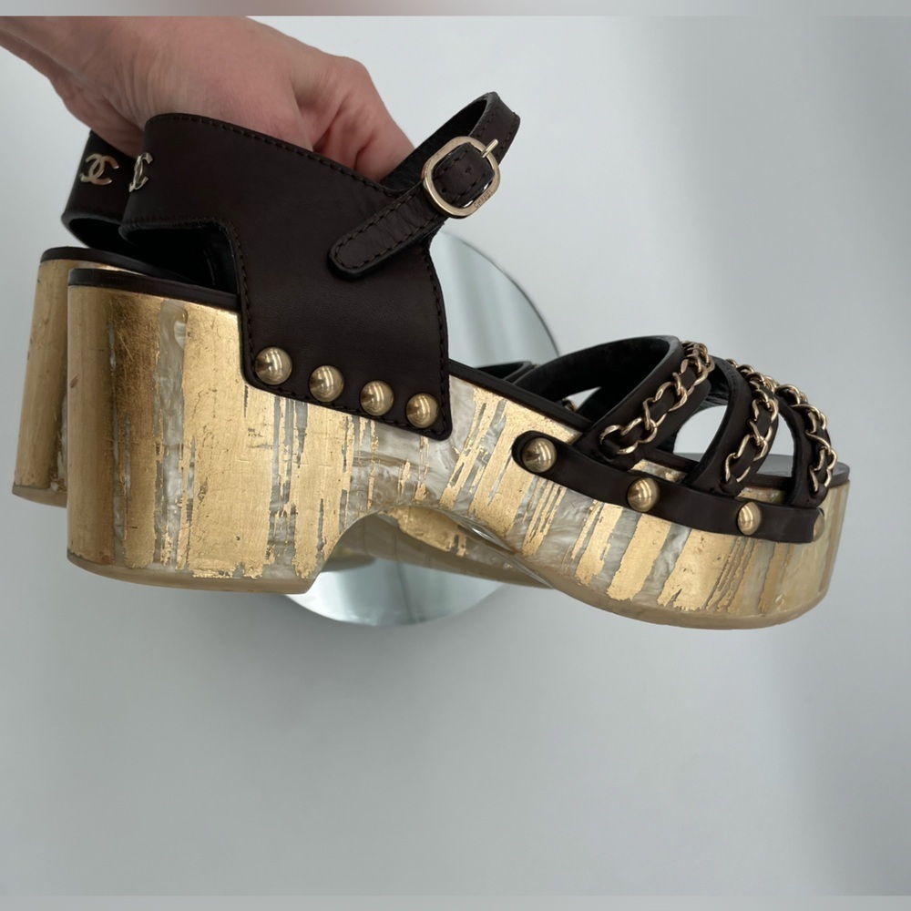 CHANEL chain platform sandals size 39 8 8.5 9 - Picture 6 of 13